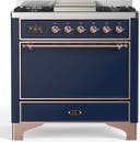 ILVE UM36F Majestic III 36 inch Dual Fuel Range with 6 Black Brass Burners, Griddle