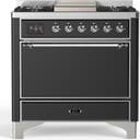 ILVE UM36F Majestic III 36 inch Dual Fuel Range with 6 Black Brass Burners, Griddle