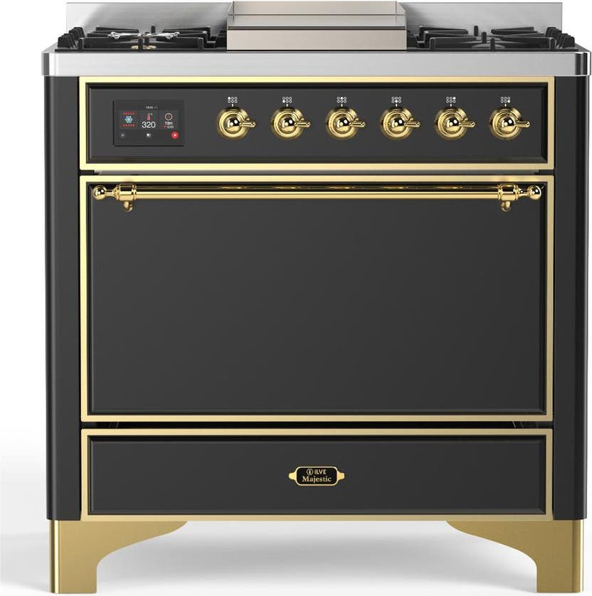 Matte Graphite With Brass Trim, Natural Gas