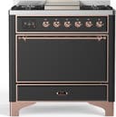 ILVE UM36F Majestic III 36 inch Dual Fuel Range with 6 Black Brass Burners, Griddle