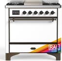 ILVE UM36F Majestic III 36 inch Dual Fuel Range with 6 Black Brass Burners, Griddle