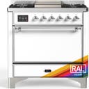 ILVE UM36F Majestic III 36 inch Dual Fuel Range with 6 Black Brass Burners, Griddle
