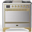ILVE UM36F Majestic III 36 inch Dual Fuel Range with 6 Black Brass Burners, Griddle