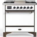 ILVE UM36F Majestic III 36 inch Dual Fuel Range with 6 Black Brass Burners, Griddle