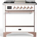 ILVE UM36F Majestic III 36 inch Dual Fuel Range with 6 Black Brass Burners, Griddle