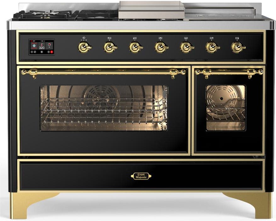 Glossy Black With Brass Trim, Natural Gas