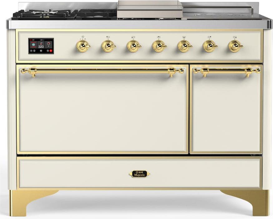 Antique White With Brass Trim, Natural Gas