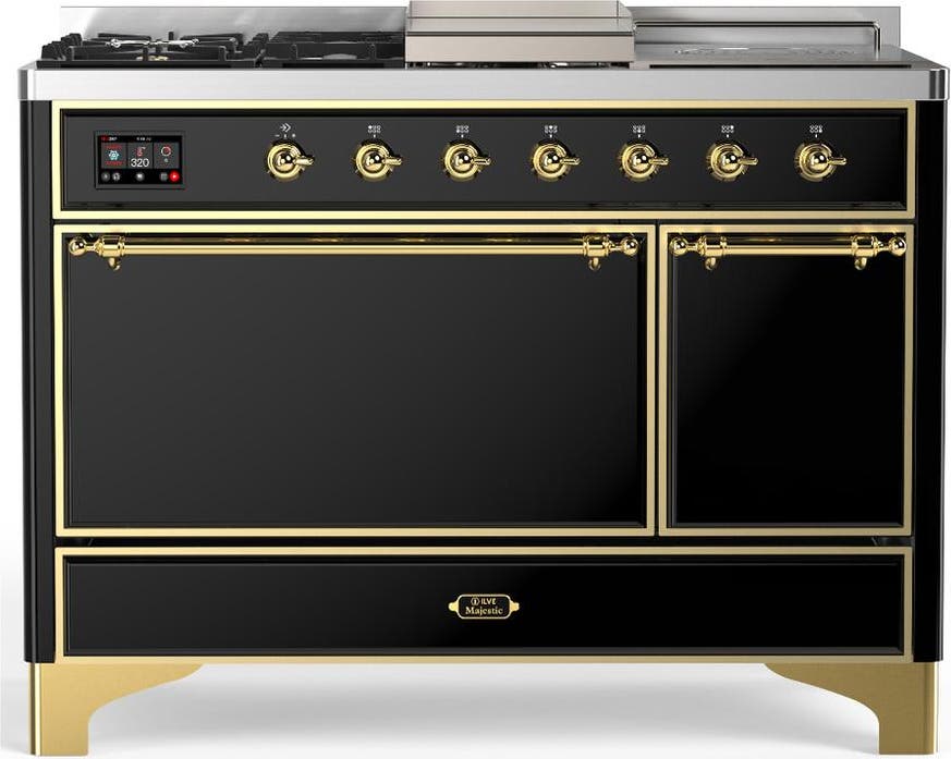 Glossy Black With Brass Trim, Natural Gas