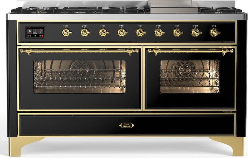 Glossy Black With Brass Trim, Natural Gas