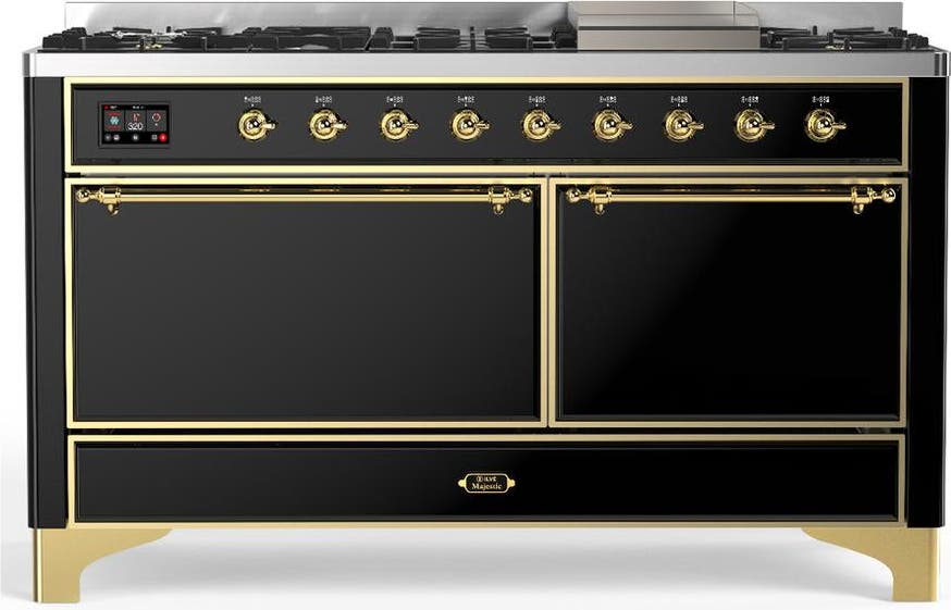 Glossy Black With Brass Trim, Natural Gas