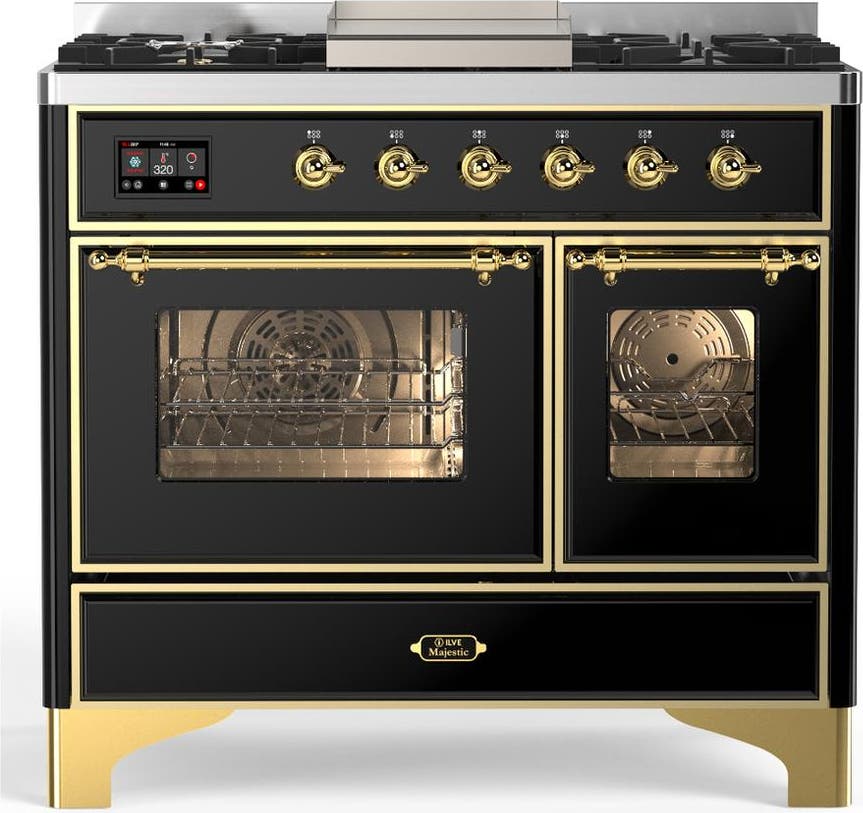 Glossy Black With Brass Trim, Natural Gas