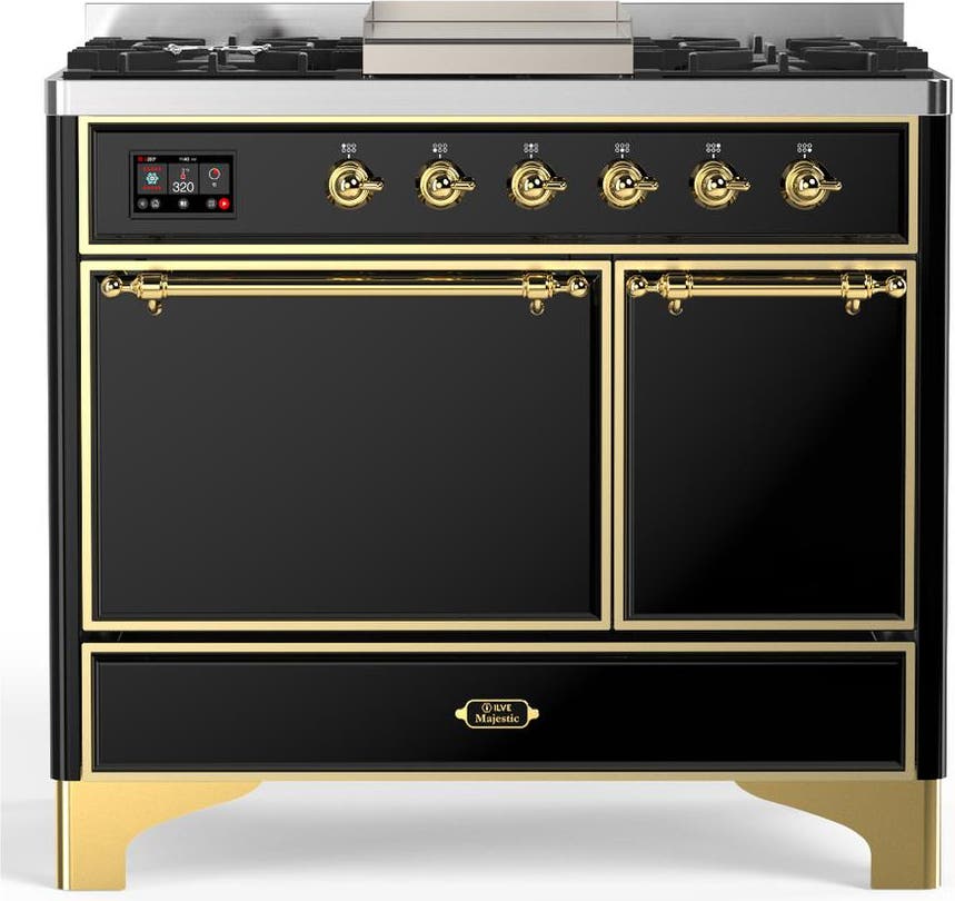 Glossy Black With Brass Trim, Natural Gas