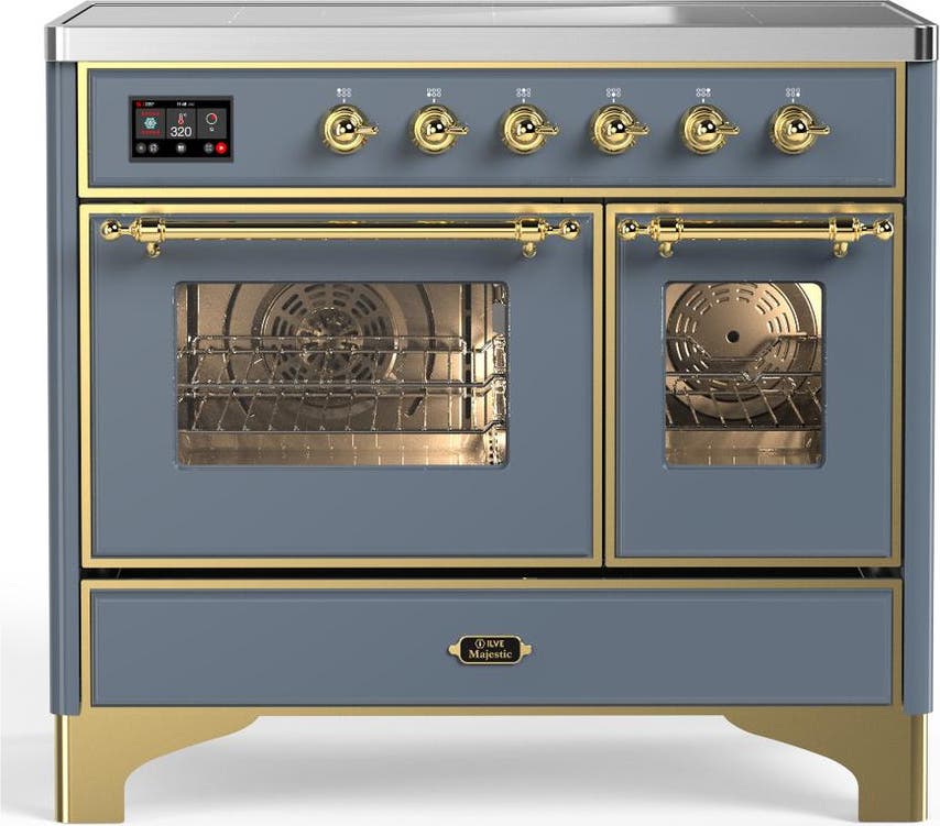 Blue Grey With Brass Trim