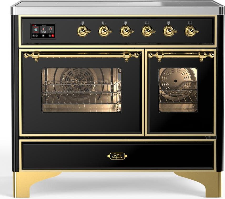 Glossy Black With Brass Trim