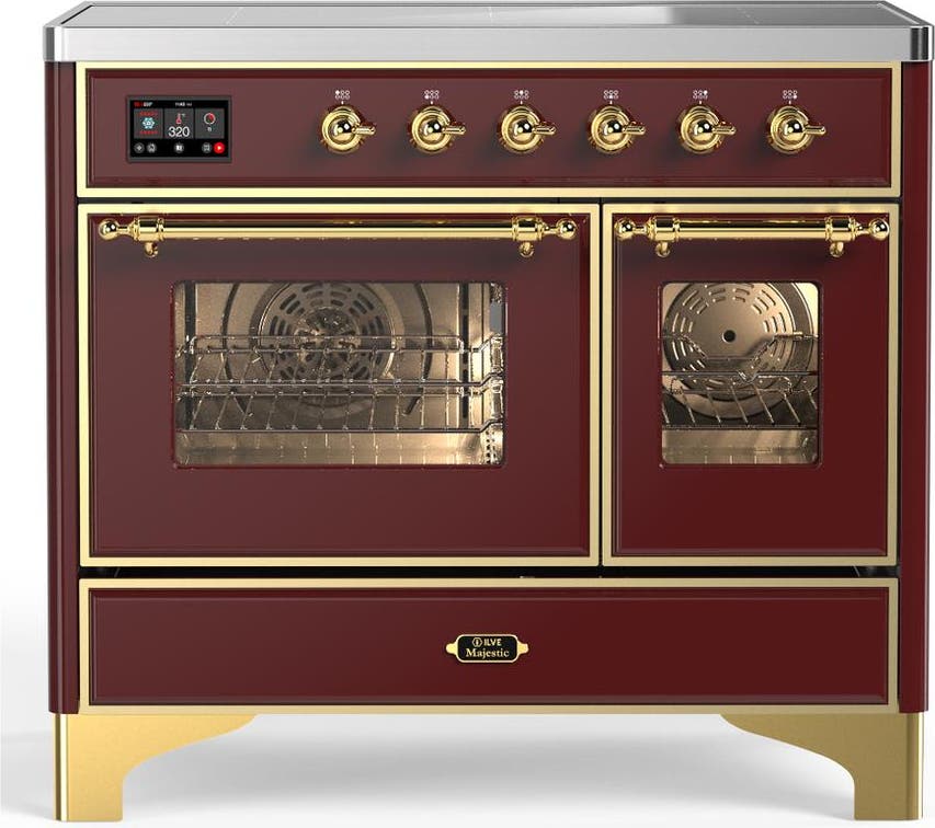 Burgundy With Brass Trim