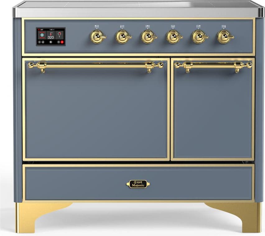 Blue Grey With Brass Trim