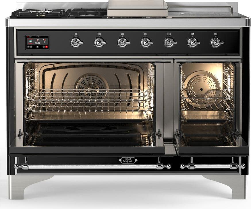 Ilve UM48FSQNR3BKC Glossy Black With Chrome Trim, Natural Gas