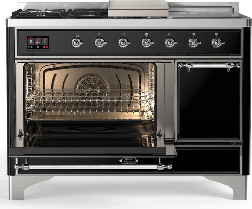 Ilve UM48FSQNR3BKC Glossy Black With Chrome Trim, Natural Gas