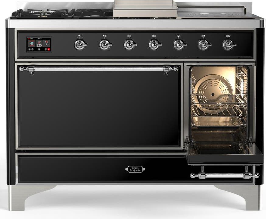 Ilve UM48FSQNR3BKC Glossy Black With Chrome Trim, Natural Gas