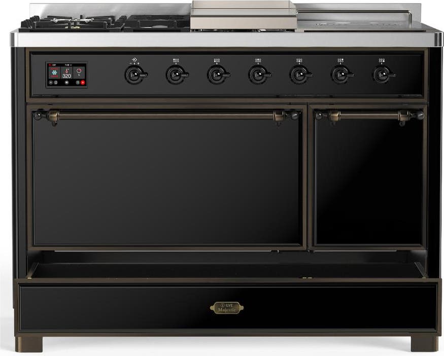 Ilve UM48FSQNR3BKB Glossy Black With Burnished Trim, Natural Gas