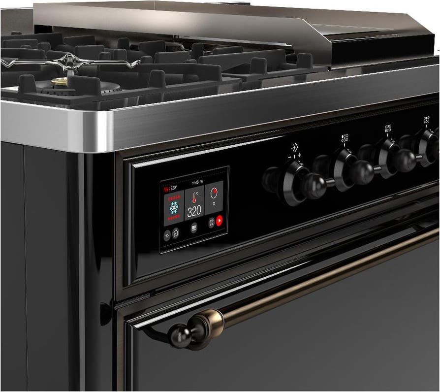Ilve UM48FSQNR3BKB Glossy Black With Burnished Trim, Natural Gas