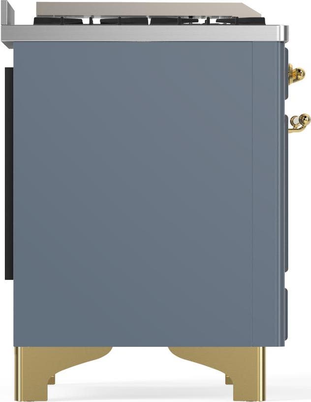 Ilve UM48FSQNR3BGGLP Blue Grey With Brass Trim, Liquid Propane