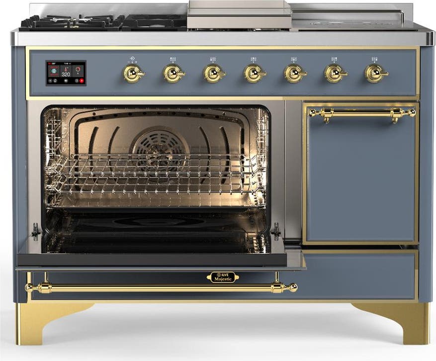 Ilve UM48FSQNR3BGG Blue Grey With Brass Trim, Natural Gas