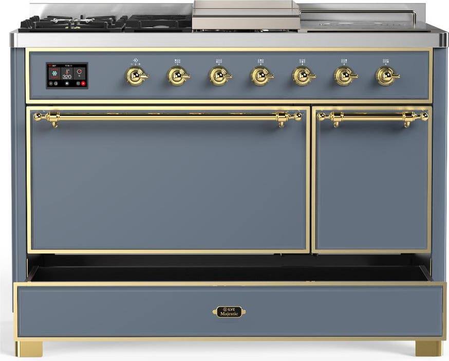 Ilve UM48FSQNR3BGG Blue Grey With Brass Trim, Natural Gas