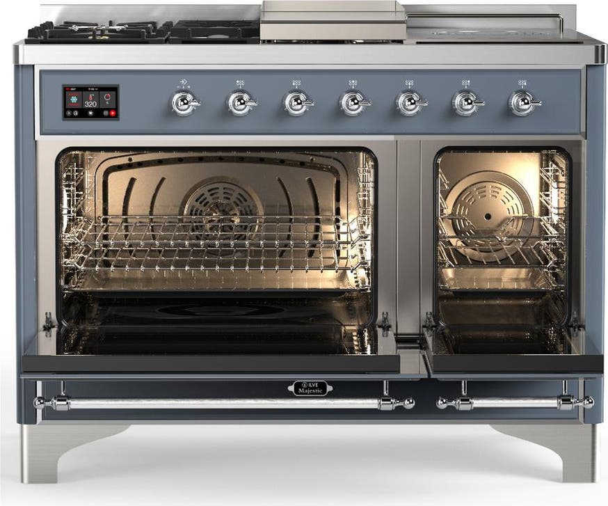 Ilve UM48FSQNR3BGC Blue Grey With Chrome Trim, Natural Gas