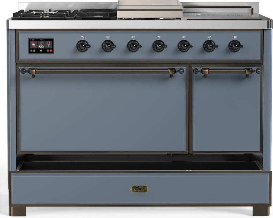 Ilve UM48FSQNR3BGBLP Blue Grey With Burnished Trim, Liquid Propane