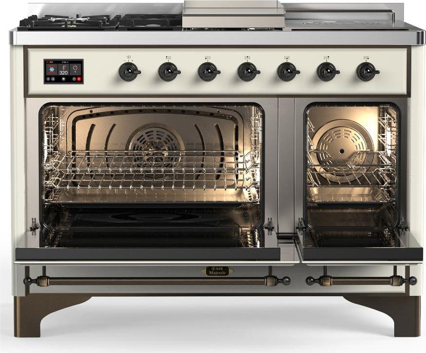 Ilve UM48FSQNR3AWBLP Antique White With Burnished Trim, Liquid Propane