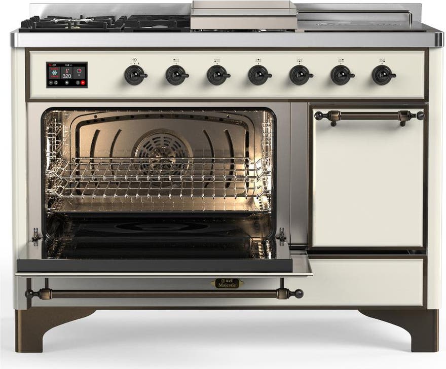 Ilve UM48FSQNR3AWBLP Antique White With Burnished Trim, Liquid Propane
