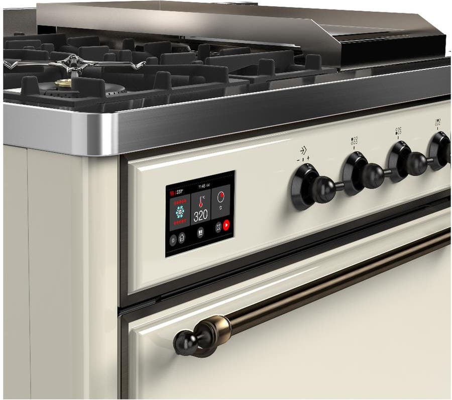 Ilve UM48FSQNR3AWBLP Antique White With Burnished Trim, Liquid Propane