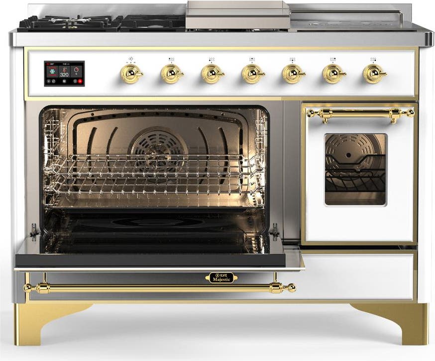 Ilve UM48FSNR3WHGLP White With Brass Trim, Liquid Propane