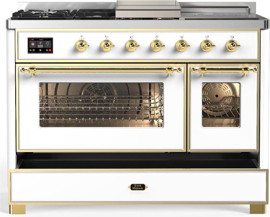 Ilve UM48FSNR3WHGLP White With Brass Trim, Liquid Propane