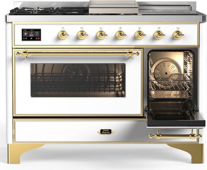 Ilve UM48FSNR3WHG White With Brass Trim, Natural Gas