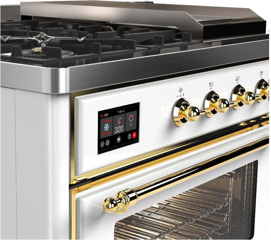 Ilve UM48FSNR3WHG White With Brass Trim, Natural Gas