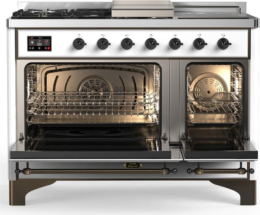 Ilve UM48FSNR3WHBLP White With Burnished Trim, Liquid Propane
