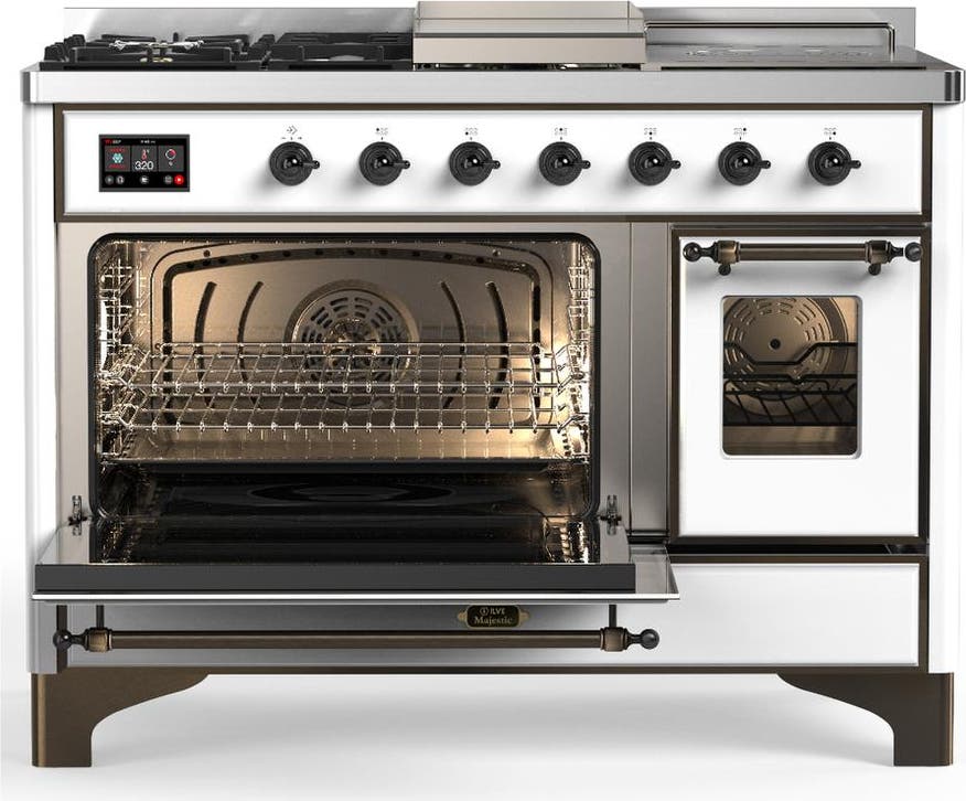 Ilve UM48FSNR3WHBLP White With Burnished Trim, Liquid Propane