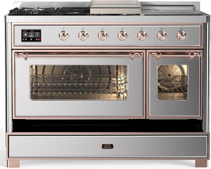 Ilve UM48FSNR3SSPLP Stainless Steel With Copper Trim, Liquid Propane