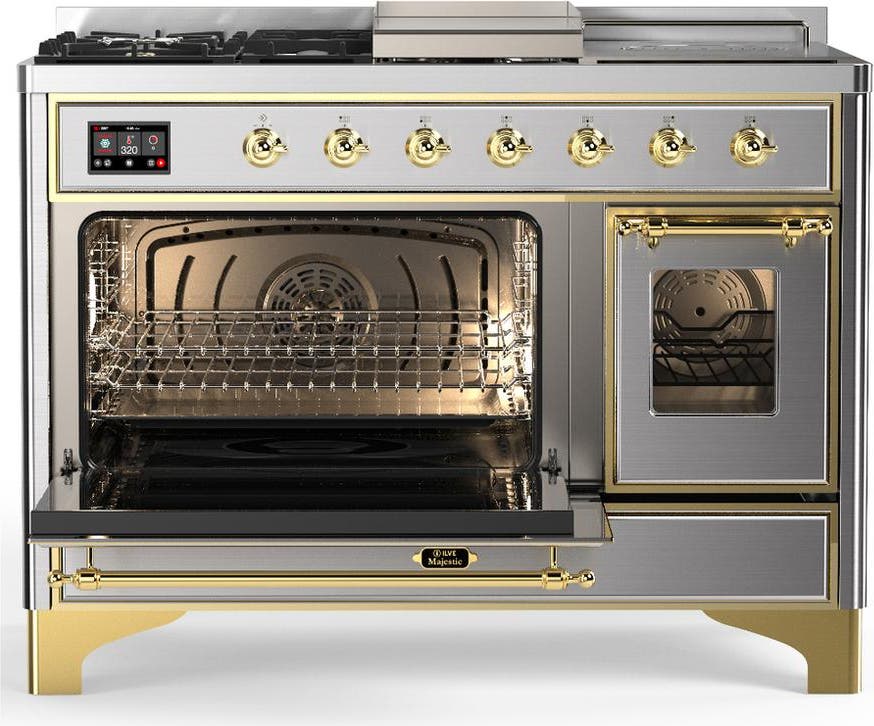 Ilve UM48FSNR3SSGLP Stainless Steel With Brass Trim, Liquid Propane