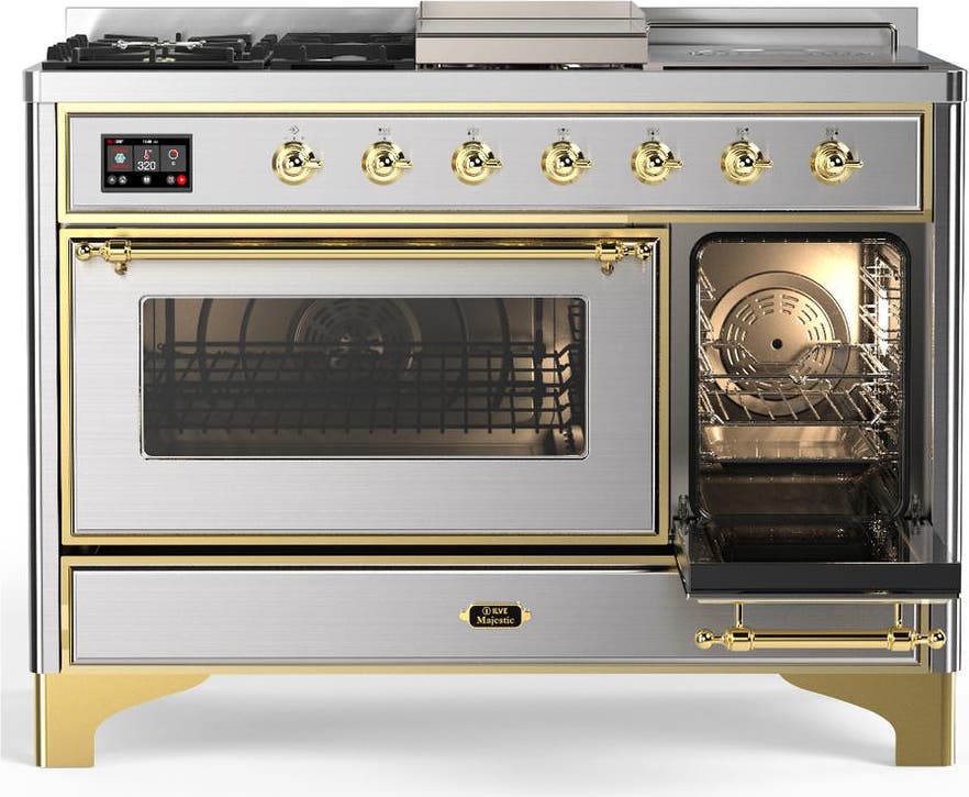 Ilve UM48FSNR3SSG Stainless Steel With Brass Trim, Natural Gas