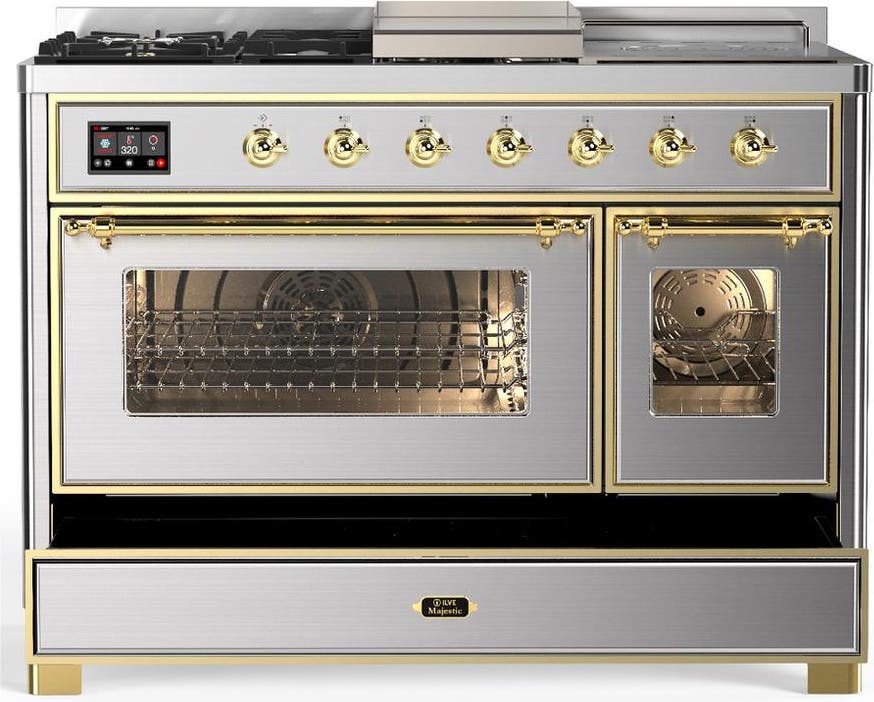 Ilve UM48FSNR3SSG Stainless Steel With Brass Trim, Natural Gas