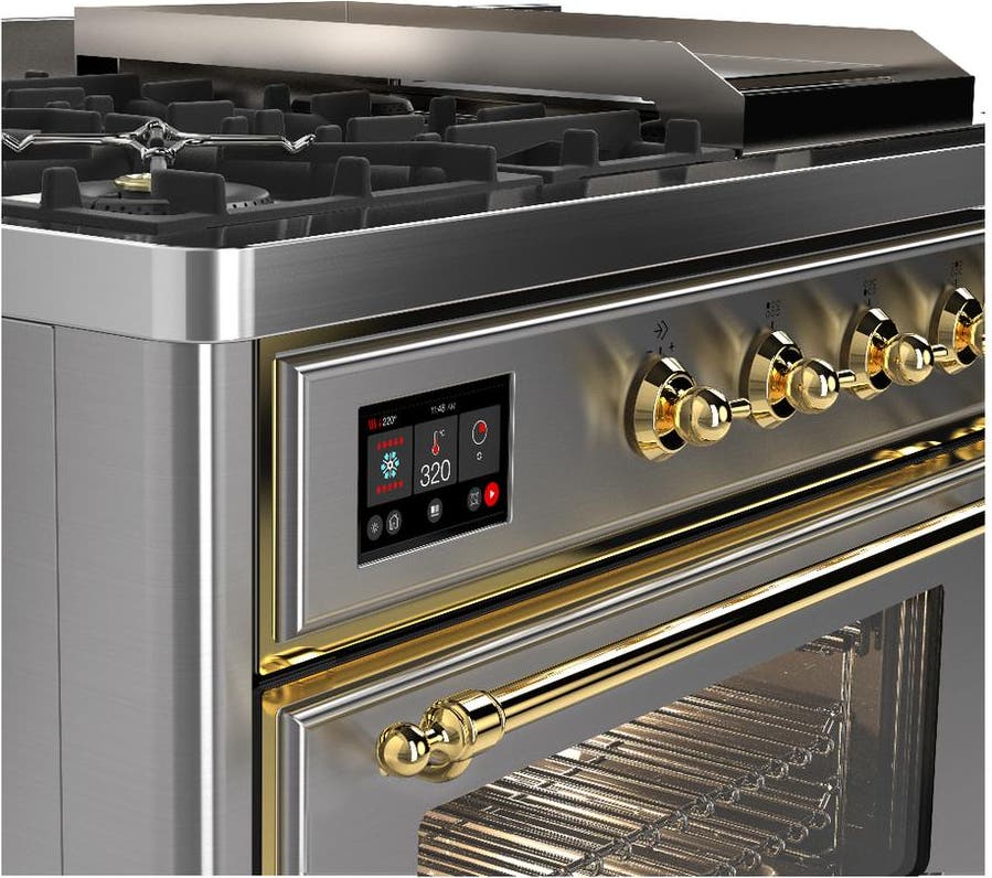 Ilve UM48FSNR3SSG Stainless Steel With Brass Trim, Natural Gas