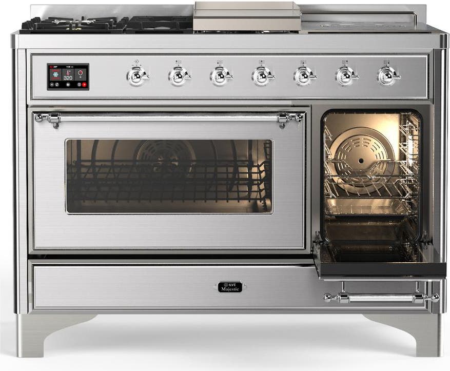 Ilve UM48FSNR3SSC Stainless Steel With Chrome Trim, Natural Gas