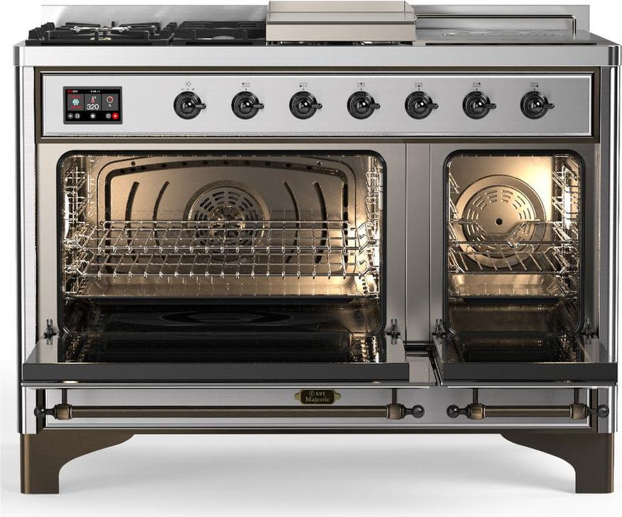 Ilve UM48FSNR3SSB Stainless Steel With Burnished Trim, Natural Gas