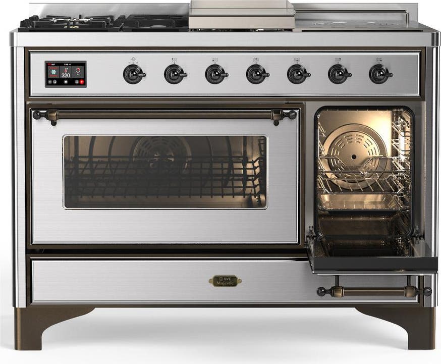 Ilve UM48FSNR3SSB Stainless Steel With Burnished Trim, Natural Gas