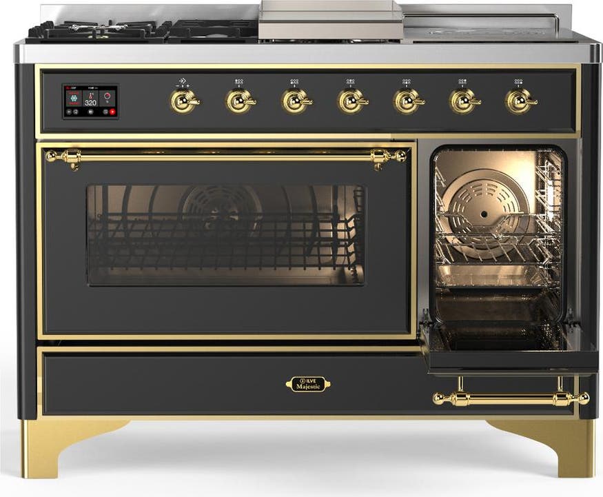 Ilve UM48FSNR3MGGLP Matte Graphite With Brass Trim, Liquid Propane