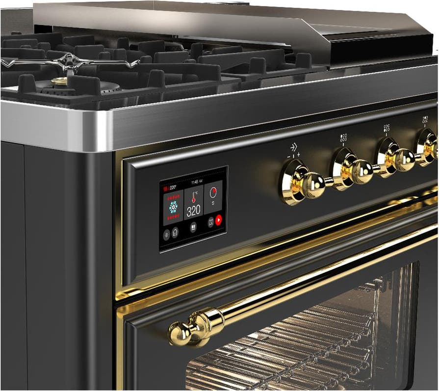 Ilve UM48FSNR3MGG Matte Graphite With Brass Trim, Natural Gas