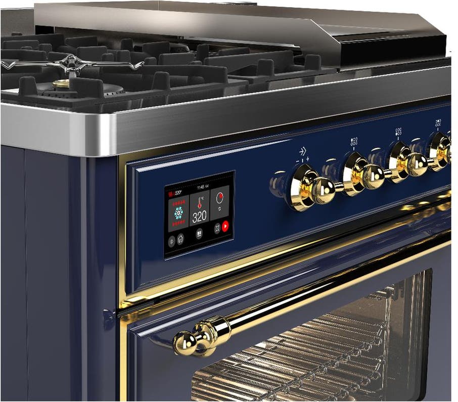 Ilve UM48FSNR3MBGLP Midnight Blue With Brass Trim, Liquid Propane